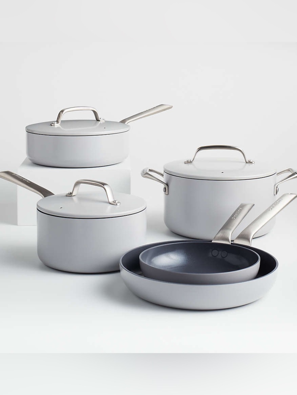 Crate & Barrel EvenCook Ceramic ® Grey Nonstick 8-Piece Cookware Set